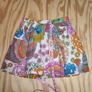 Trina Turk Vibrant Silk Skirt with Floral Patterns